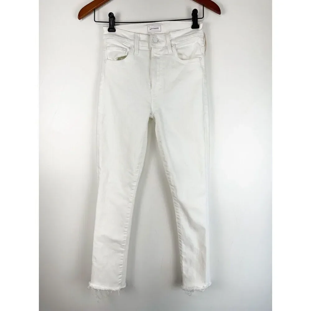 MOTHER Sz 24 The Insider Crop Step Fray Fairest White Straight Leg Jeans - Picture 4 of 11